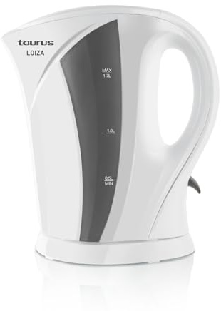 Taurus – Hervidor de Agua Eléctrico Loiza, 2200W, 1.7 Litro | Filtro Anti Cal Desmontable | Libre de BPA | Apagado automático | Resistencia Sumergida | Indicador Nivel de Agua | Base Antideslizante