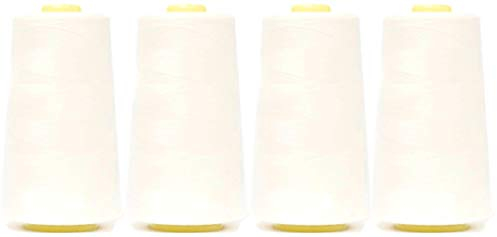 4 Konen Overlockgarn weiß 50/2, 5000 Yards 100% Polyester Overlock Konen