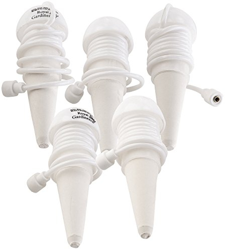 Royal Gardineer Bewässerungskegel Ton: Topfpflanzen-Bewässerungs-System mit Tonspitze und Schlauch, 5er-Set (Topfpflanzenbewässerung, Bewässerungskegel mit Schlauch, Feuchtigkeitsmesser)