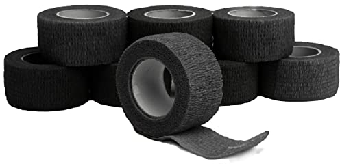 TapsTaps 8x Fingerpflaster, wasserfest, selbsthaftend, Fingerverband, Fingerkuppenpflaster, elastisch, Kinderpflaster, Tape, Fingerstrip, Verbandsmaterial Pflaster 2,5 cm breit, schwarz - 8 Rollen