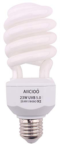 AIICIOO UVA UVB Lampe Schildkröte Terrarium 5.0 23W Terra Natural Light E27 Terrarien Sonnenlicht Lampe für Bartagamen Eidechse Leopardgecko 1 Pack