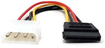 MainCore 20cm 4 pin Molex to SATA 15 pin Power Cable, LP4 to SATA Adapter Lead, used for Powering SATA Hard Disk Drives including Solid State Drives(SSD)