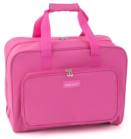 Hobby Gift Bolsa exclusiva para máquina de coser, acolchada con PVC, bolsa de transporte, almacenamiento de accesorios adicionales, 20 x 43 x 37 cm, Rosa