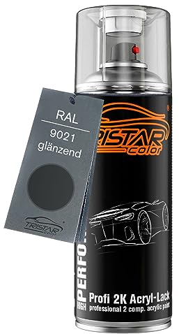 TRISTARcolor RAL 9021 Teerschwarz glänzend 2K Acryl Spraydose Sprühdose Spritzlack Sprühlack 400 ml schnelltrocknend