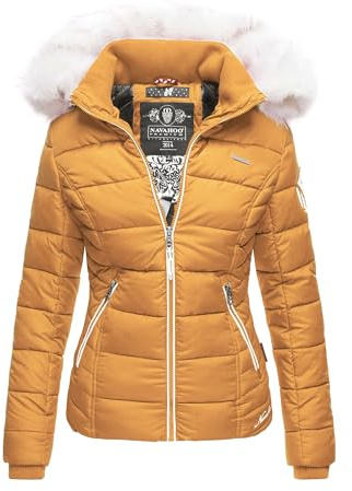 Navahoo Varm vinterjacka, quiltad kort fodrad jacka, B810, GUL, M
