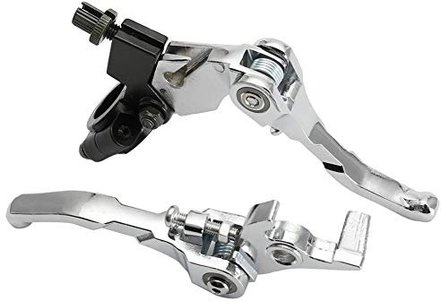 Qiilu 7/8 Coppia di Leva Freno Frizione in Alluminio Pieghevole per Manubrio Moto Frizione Leve Freno Maniglia Comandi Manuali Pieghevoli Sostituzione Freno e Leve per Pit Dirt Bike