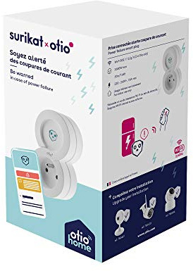 Otio - Detector de Corte Eléctrico Conectado Surikat - Vigilancia de Aparatos Sensibles - Notificación de Corte y Restablecimiento de Corriente - Alerta Rápida Menos de 30 min - Blanco