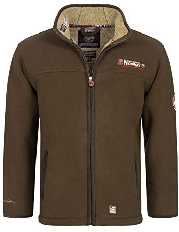 Geographical Norway - Chaqueta de forro polar para hombre ureka, con forro de pelo de peluche marrón S