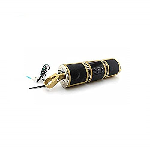 Riloer Motorcycle Bluetooth Audio Sound, 12V Waterproof Motorcycle Bluetooth Audio Radio Handlebar Mount Stereo MP3 Speaker, Gold