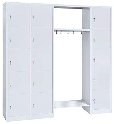 Schließfachgarderobe Wertfachschrank Fächerschrank Spind Umkleideschrank Garderobe mittig 15 Fächer-Spint Lichtgrau 525530 links