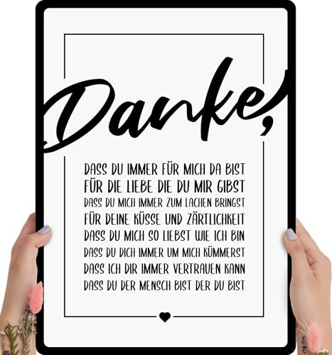 Elbeffekt Holzbild Danke - personalisierbar zum Hinstellen/Aufhängen optional beleuchtet, Danke Geschenke mit Spruch auf Holz - Wand-Bild Aufsteller Dekoration - persönliches Geschenk