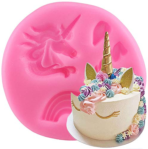 JLZK Rainbow Silicone Mold Flower Cupcake Fondant Molds Unicorn Baby Birthday Cake Decorating Tools Candy Chocolate Moulds