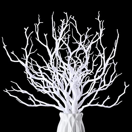 Geosar Rami di Manzanita in plastica artificiali a forma di corna di albero, piccolo ramo decorativo per matrimoni, decorazione da tavolo, baby shower, forniture per feste (bianco, 10 pezzi)