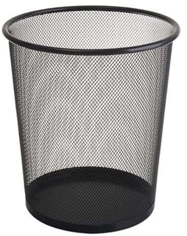 Cestino per la carta Cesto in Rete Metallica Trash Bidone immondizie Bidoni Spazzatura Tondo NERO 23 X 26