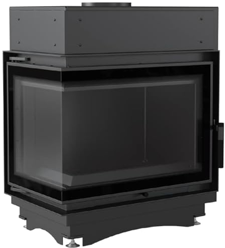 KRATKI Maja Holzkamin mit Warmwasserbereiter Wärmetauscher BImSchV 2 konform 8 kW Wärmewirkungsgrad 80% Stahl und Gusseisen Dekorglas Linksseitig 80 x 65 cm