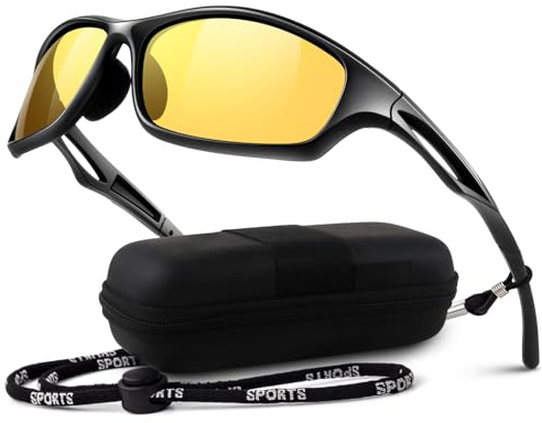 LINVO Solglasögon män polariserade TR90 sportglasögon bilkörning fiske cykling glasögon med 100 % UV400 skydd Cat 3 CE