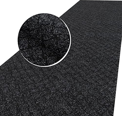 ANRO Schmutzfangmatte Flur Läufer Schmutzfangläufer Fußmatte Teppichläufer Flurteppich Türmatte Meterware Melbourne Schwarz 180x100cm