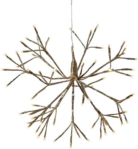EGLO LED Weihnachtsdeko außen, Hängedekoration Weihnachten in Gold, Outdoor Feuerwerk-Lichterkette mit Kabel, Eiskristallleuchte warmweiß, Lichtstern hängend Ø 40 cm, IP44