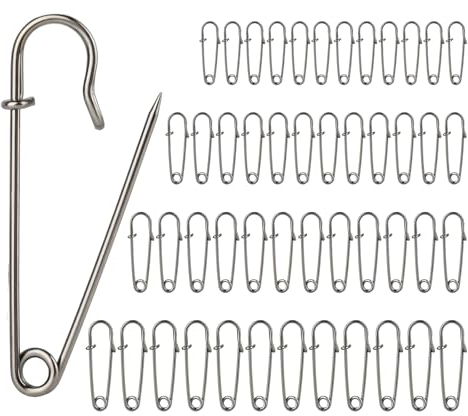 48 Stück Sicherheitsnadeln Groß, Sicherheitsnadeln Schmuck, Heavy Duty Sicherheitsnadel, Extragroße Robuste Sicherheitsnadelnfür Kleidung,Leder,Segeltuch,Decken,Basteln,Röcke, (4.5/5/6/7cm,Schwarz)