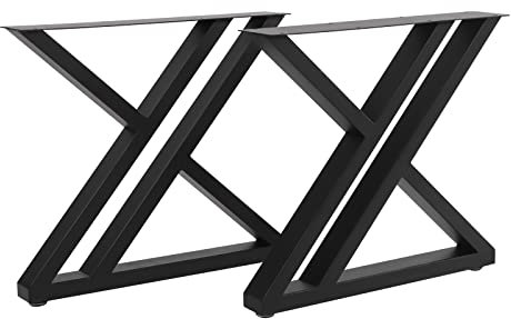 BAOCHADA 2 Tischkufen Metall X-Form Tischbeine, Tischbeine Tischgestell aus Stahl, Couchtisch Möbelfüße Moderne Design aus Vierkantprofilen, Loft Möbelkufen(45x5x40CM, Schwarz)