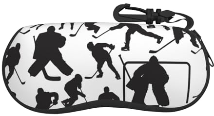 CZZYH Tragbares weiches Brillenetui mit Reißverschluss, Cartoon-Eishockey-Brillenetui für Damen und Herren, 17cm x 8cm