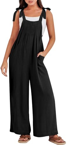 RMBLYfeiye Hosenanzug Damen Business Festlich Maleroverall Einweg Einfarbiges Baumwoll Leinen Jumpsuit Mit Taschen Ärmelloser Spaghetti Overall Romper