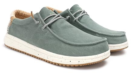 WALK IN PITAS | Nias | Loafers för män | fritidsbåtar | tygskor | slip-on-skor | lediga sportskor | Walkinpitas skor, grön, 44 EU