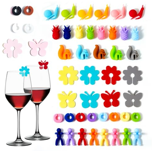 55pcs Glasmarkierer, Glas Markierung TrinkgläSer, Glasmarker Glasmarkierer Silikon, GläSer Markieren