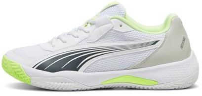 PUMA Men's Nova Court Pickleball Shoes, White-Black-Active Red, 9.5, White-luminous Blue-fizzy Apple-shadow Gray, 7 UK