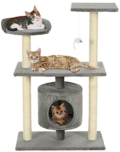 Rantry Katzenbaum mit Kratzbaum Sisal 95 cm grau Katzenspielzeug Katzenkratzbaum Katzenkratzbaum Kratzbaum