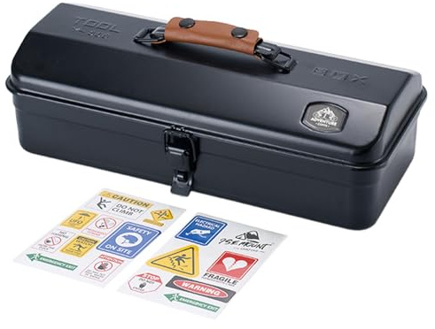 Shurzzesj Metall-Werkzeugkasten, tragbar, stabil, Aufbewahrungsbox, Hüftdach, Outdoor-Camping, Werkzeugkiste