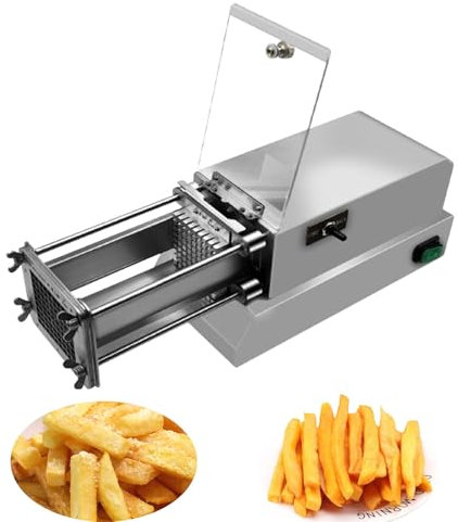 WHYYDSS Coupe-Frites électrique avec Lames de 8/10/12 mm, Coupe-Pommes de Terre électrique, Machine à Couper Les Chips de Pommes de Terre en Acier Inoxydable, pour Pommes de Terre, oignons,Silver