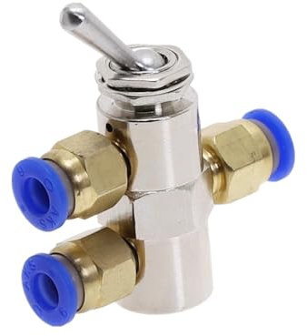 XTVVTODJXT TAC2-4V Exhaust valve 2 Position 5 Way Toggles Cylindrical Mechanical Air Pneumatic Valve switch w Fiittings(With 4mm Fitting)