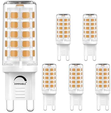 GOHDLAMP G9 LED Bulbs Dimmable, 40W Equivalent 120V, 3000K Warm White, 400 Lumens, G9 Light Bulbs for Chandelier, 6 Pack