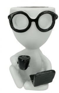 Yingbei Mini macetas para suculentas de café para beber, macetas con forma humana, macetas decorativas de resina para suculentas de muñeca blanca, maceta de cactus para mujer, decoración de escritorio