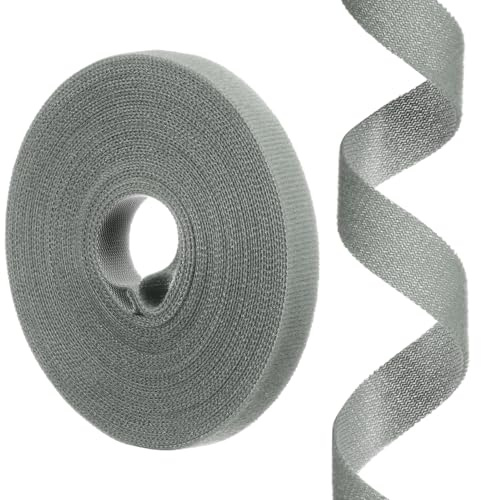 sourcing map Correas de gancho y bucle de 0.55 pulgadas x 33 pies, cinta de velcro multiusos con adhesivo, bridas para cables, rollo de cierre de correa para oficina en casa, color gris