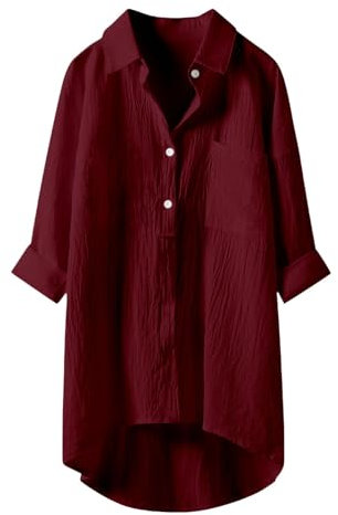 Angxiwan Lightning Deals of The Day Today Sale Button Down Shirts for Women UK Lightweight Linen Cotton Blouse with Pocket Casual Loose Fit Long Sleeve Tunic Tops Oversized Sale Clearance Women.