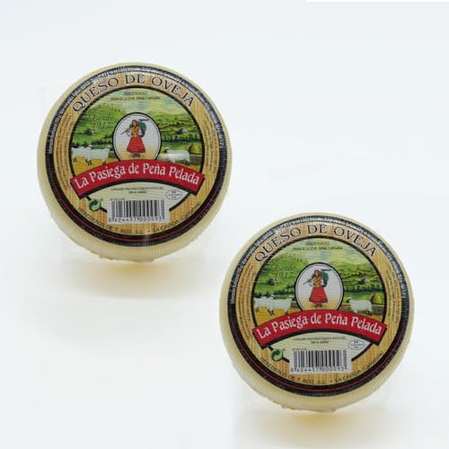 LA PASIEGA DE PEÑAPELADA Queso de Oveja Artesano, PACK DE 2 Quesos redondos baby 450 gr (aprox) cada uno, Al vacío - Elaborado con Leche Cruda de Oveja Sabor Intenso y Toque Picante - Origen Cantabria