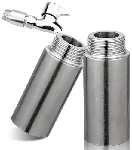 Extensión de grifo de acero inoxidable (2 unidades, 3/4 pulgadas x 50 mm, 3/4 pulgadas IG x 3/4 AG)