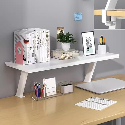 Desk nizer Shelf Elevated Workstation Accessory Platform Clamp on Raised Desktop nizer for Table Accessories (Bianco L 40cm)