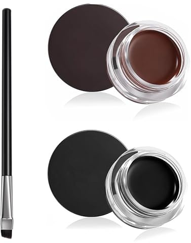 ZWWOGE Gel Eyeliner Noir + Marron Crème Longue Durée Pigments Haute Intensité Maquillage Épreuve Ébavurage Imperméable