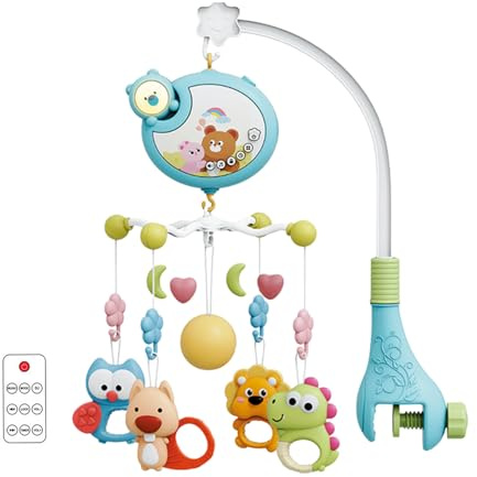 Crib Mobile, Musical Nursery Mobile with Lights and Remote Control, Rotating Baby Crib Toy with Automatic Music Box, Perfect for Boys Girls, Ideal for Christmas Birthday Shower