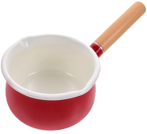 SOLUSTRE Petite Casserole Émail pour Lait avec Double Bec Poignée Antiadhésive Compatible Induction pour Lait Pâtes et Aliments