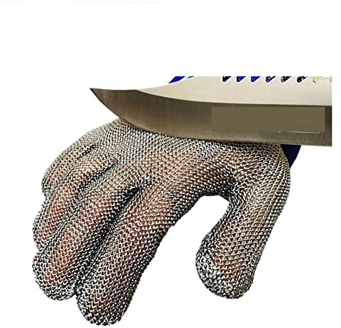 CFWWSAQ Gant Anti Coupure, Gants Anti-Coupure de Grade 5 Fil d'acier Inoxydable Gants d'auto-Protection Anti-Coupure Travail indiscrets Gants en métal d'huître(XL)