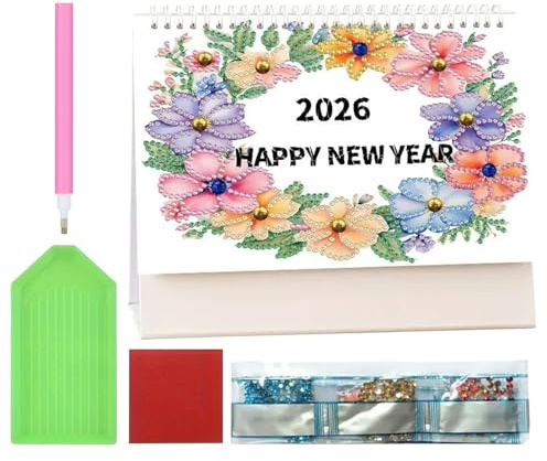 Calendriers de Peinture Rhinestone 2026 | Planificateur de Date Décorative 12 Mois, Calendrier Mensuel Bricolage,pour Adultes Adolescents Hobbyistes Débutants Artistes Enseignants Vacances