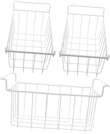 Mipcase 3 piezas Cestas Organizadoras para Congelador Canastas Colgantes con Estructura de Alambre Ventilada Resistentes para Optimizar Espacio Arcón y Nevera Compatibles