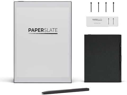 Paperslate - Confezione con copertina grigia + 4 miniere, blocco note digitale bianco, tablet carta Eink – Epaper – Digital Notebook