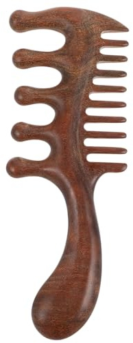 FOMIYES Peigne de Massage Cuir Chevelu Bois Design à Cinq Dents Rondes, Peigne en Bois Robuste pour Stimuler le Cuir Chevelu, pour Massage Relaxant