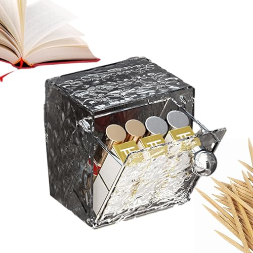 Caja de almacenamiento para bastoncillos de algodón | Dispensador elegante sin taladros | Almacenamiento montado en la pared para bolas de algodón | Para guardar pintalabios, sombras de ojos, pinzas