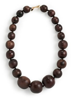 Kenneth Jay Lane Women's Round Wood Ball Necklace, Brown Wood, One Size